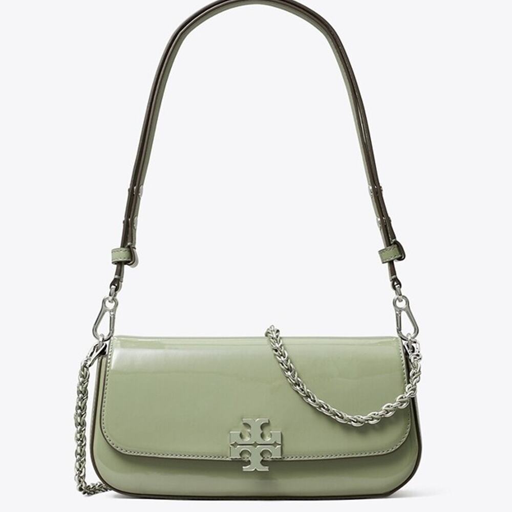 Tory Burch Britten Patent Convertible Crossbody 180195 Light Jade $575